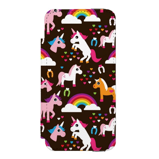 unicorn rainbow kids background horse incipio iPhone wallet case (Folio Front)