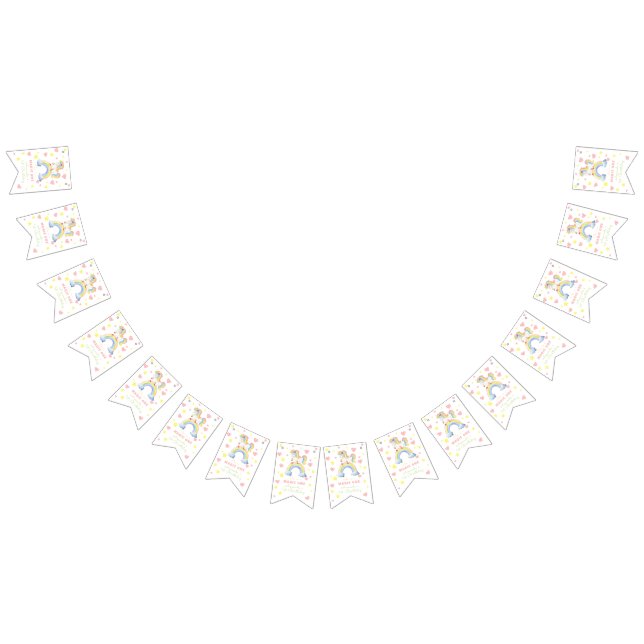 Unicorn Rainbow Magic One First Birthday Bunting Flags (All)