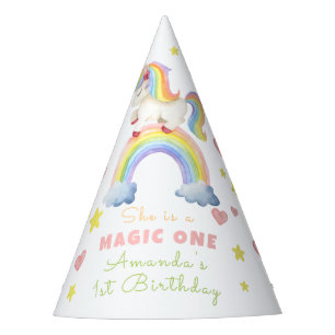 Unicorn Rainbow Magic One First Birthday Party Hat