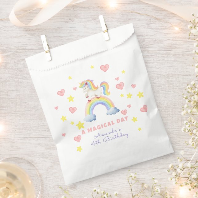 Unicorn Rainbow Magical Day Birthday Favour Bag (Clipped)