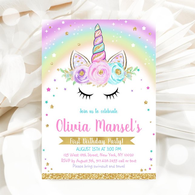 Unicorn Rainbow Magical Day Birthday Invitation (Créateur téléchargé)