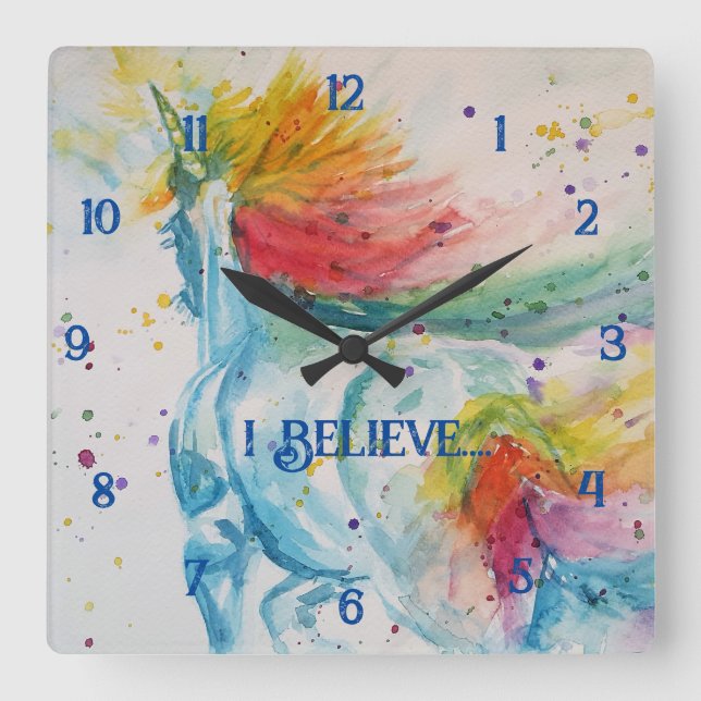 Unicorn Rainbow Magical Girls Childrens Room Clock (Front)