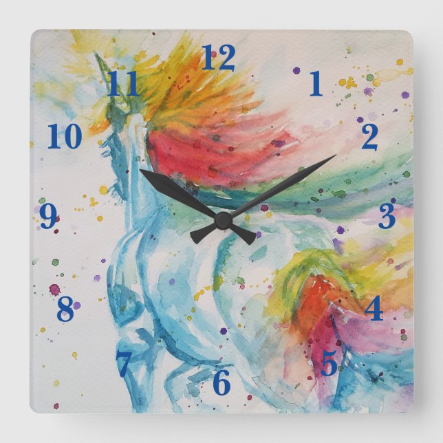 Unicorn Rainbow Magical Girls Childrens Room Clock (Front)
