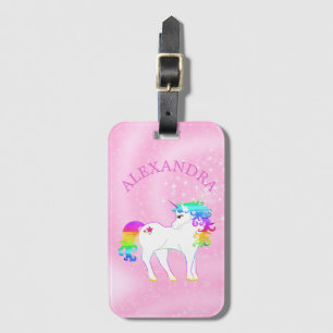 Unicorn Rainbow Magical Pink Cute School Luggage Tag