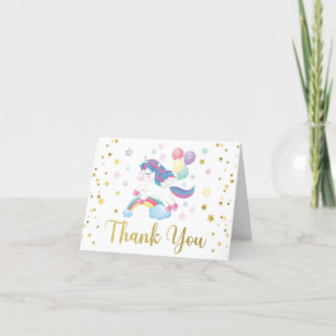 Unicorn Rainbow Pastel Carte de remerciements
