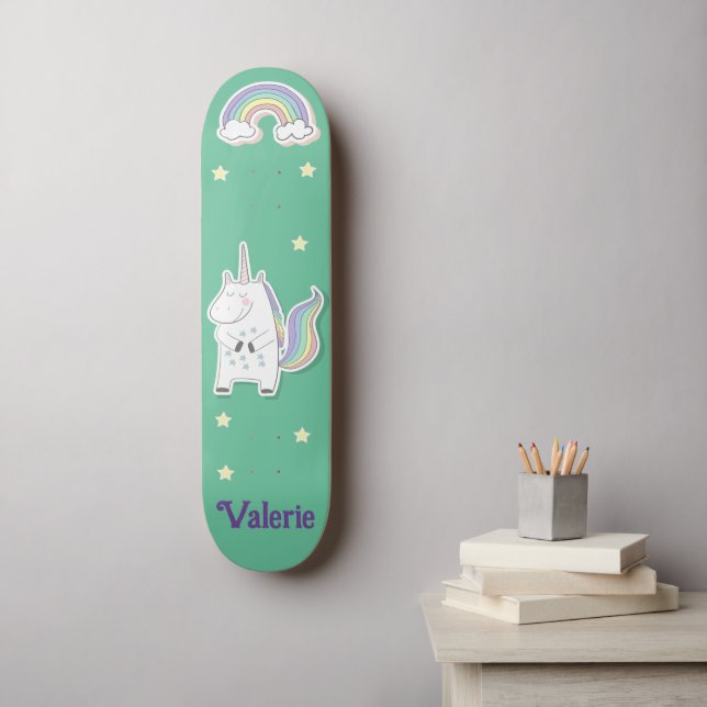 Unicorn Rainbow Personalized Skateboard (Wall Art)