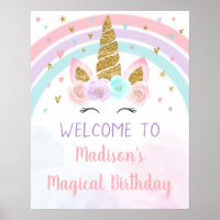 Unicorn Rainbow Pink Gold Birthday