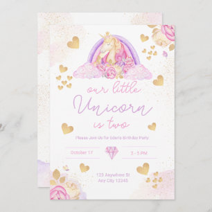 Unicorn Rainbow Pink Invitation d'anniversaire pou