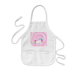 Unicorn Rainbow Pink Stars Cute Kids Craft Cooking Apron