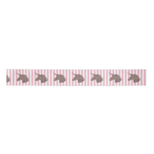 Unicorn Rainbow Pink Stripe Ribbon Satin Ribbon