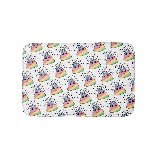 Unicorn Rainbow Poop Emoji Bath Mat (Front)