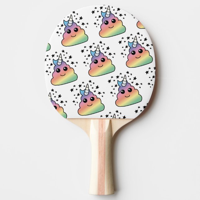 Unicorn Rainbow Poop Emoji Kawaii Ping Pong Paddle (Front)