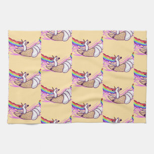 Unicorn Rainbow Riding Ice Cream Cone Kitchen Towel