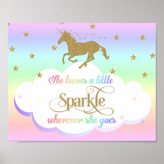 Unicorn Rainbow She Leaves A Little Sparkle Poster (Front)