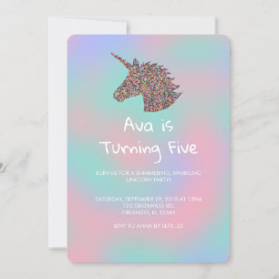 Unicorn Rainbow Sprinkles Birthday Invitation