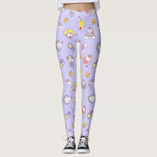 Unicorn Rainbow Star Light Purple Themed Leggings