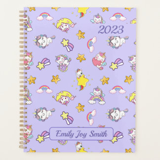 Unicorn Rainbow Star Light Purple Themed Planner