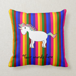 Unicorn rainbow stripes throw pillow