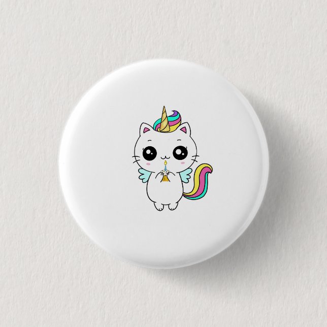 Unicorn, rainbow unicorn, cute 1 inch round button (Front)