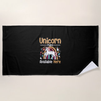 Unicorn rainbow - Unicorn rides available here Tan Beach Towel