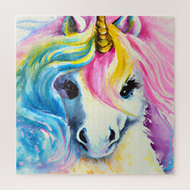 Unicorn Rainbow Watercolor Jigsaw Puzzle (Vertical)