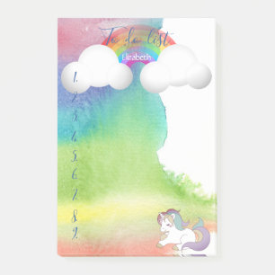 Unicorn,Rainbow,Watercolor Splash To do list Post-it Notes