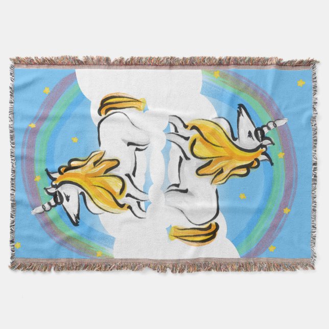 Unicorn, Rainbows and Stars Blanket (Front)