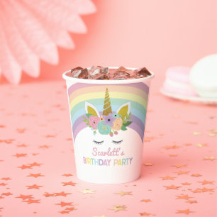 Unicorn Rainbows Birthday Party Paper Cups