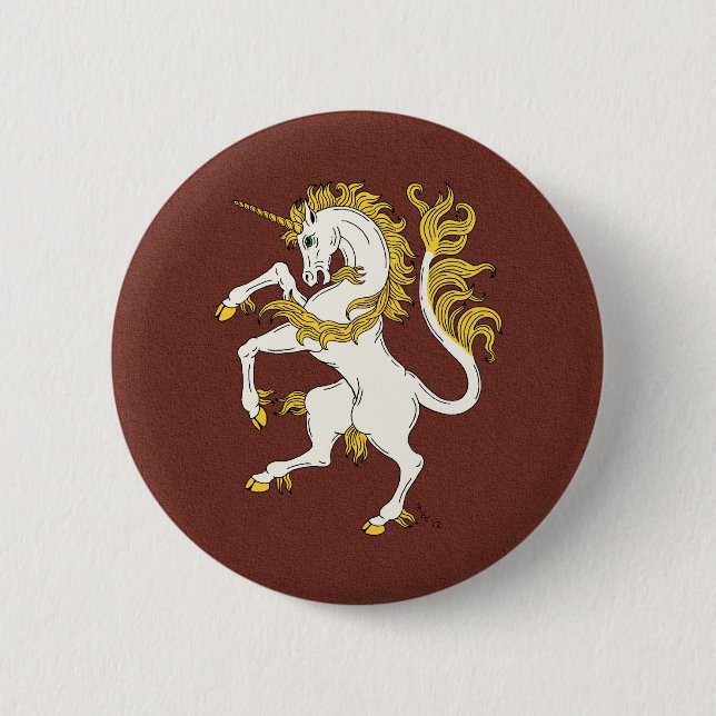 Unicorn Rampant 2 Inch Round Button (Front)