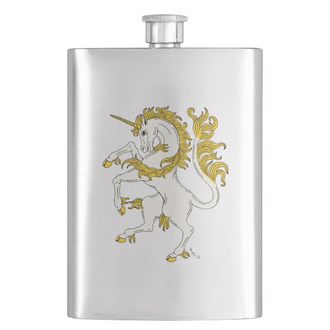 Unicorn Rampant Hip Flask (Front)