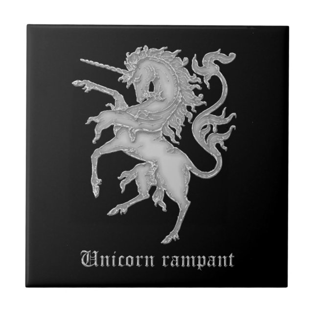 Unicorn rampant medieval heraldry tile (Front)