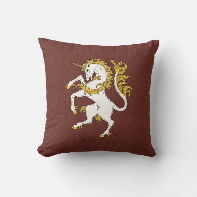 Unicorn Rampant Throw Pillow (Front)