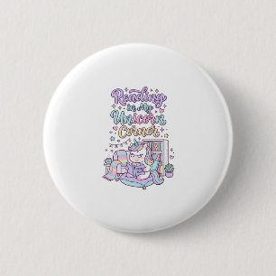 Unicorn Reading in My Unicorn Corner Cute Pastel T 2 Inch Round Button