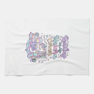 Unicorn Reading in My Unicorn Corner Cute Pastel T Kitchen Towel