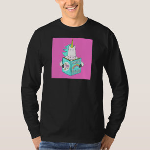 Unicorn Reading Magic Tricks Book Cute Humour Pin T-Shirt