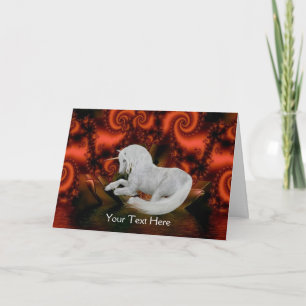 Unicorn Red Fractals Imaginaire Art Carte photo