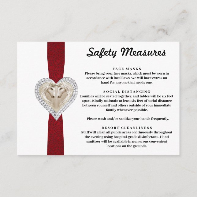 Unicorn Red Lace Safety Measures Enclosure Card (Front)