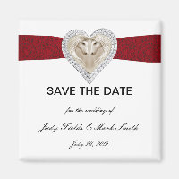Unicorn Red Lace Save The Date Magnet
