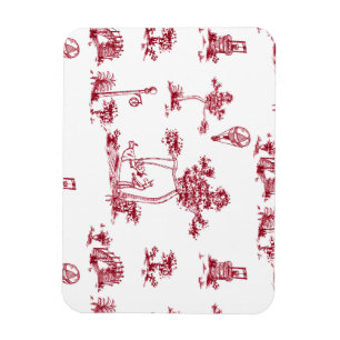 Unicorn Red Toile Magnet