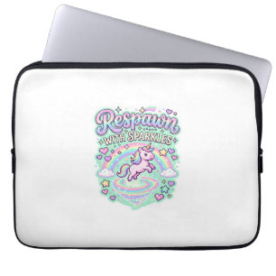Unicorn Respawn with Sparkles Premium Vector Stick Laptop Sleeve