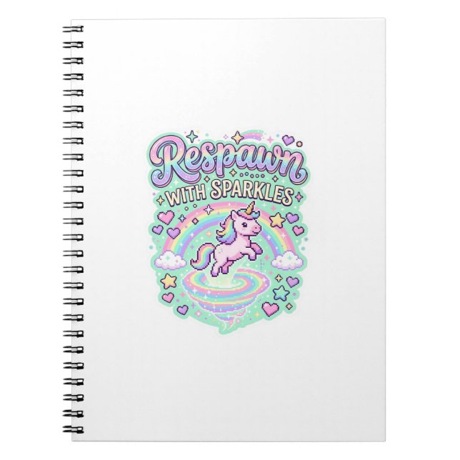 Unicorn Respawn with Sparkles Premium Vector Stick Notebook (Front)