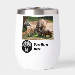 Unicorn Rhino Silhouette Monogram Name Tag Photo