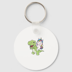 Unicorn Rides On Trex Cute Dinosaur With Unicorns Keychain
