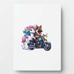 Unicorn Riding A Motorcycle Girls Women Kids Germa Plaque