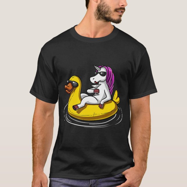 Unicorn Riding Bath Duck Float T-Shirt (Front)