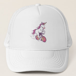UNICORN RIDING BIKE TRUCKER HAT