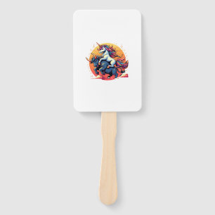 Unicorn Riding Bull Boys Girls Men Women Kids Rain Hand Fan