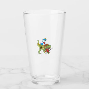 Unicorn Riding Dinosaur Kids Boys Girls Cowboy T-R Glass