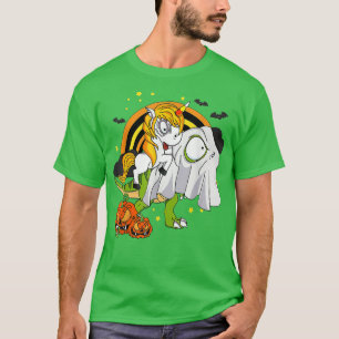 Unicorn Riding Dinosaur T rex Halloween Costume 29 T-Shirt