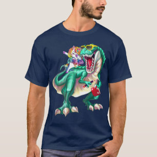Unicorn Riding Dinosaur Wearing Sunglasses School  T-Shirt